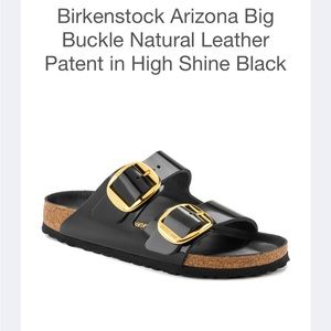 Birkenstock Arizona Big Buckle Natural Leather Patent in High Shine Black